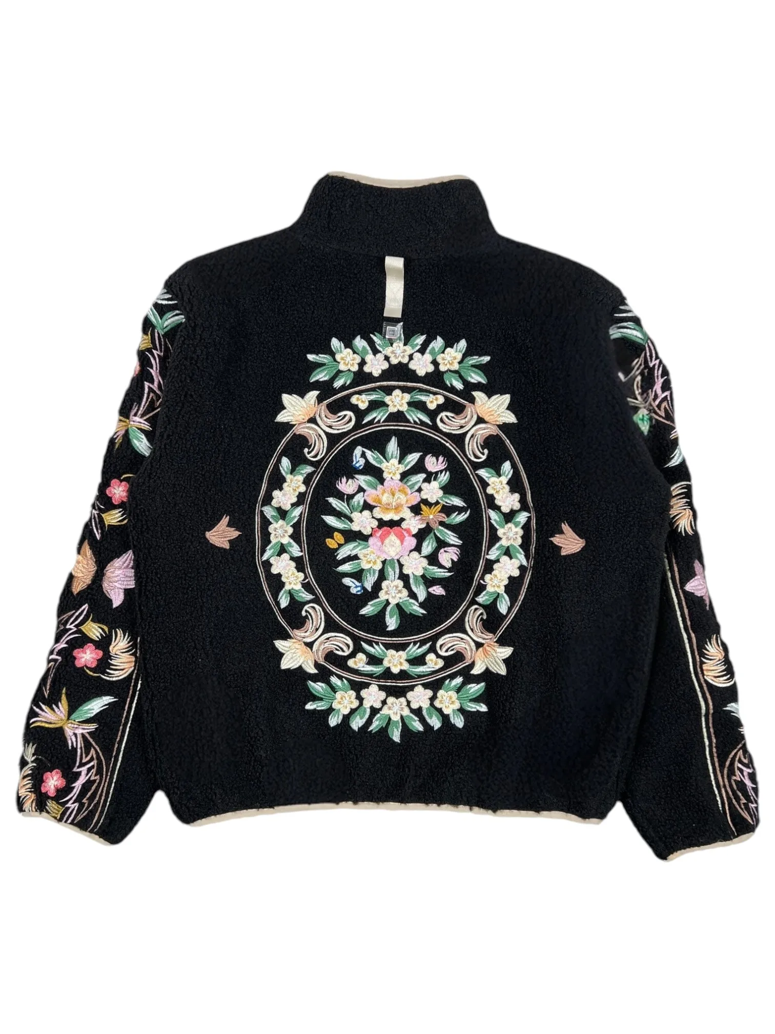 Advisory Board Crystals Floral Fleece Zip-Up Black