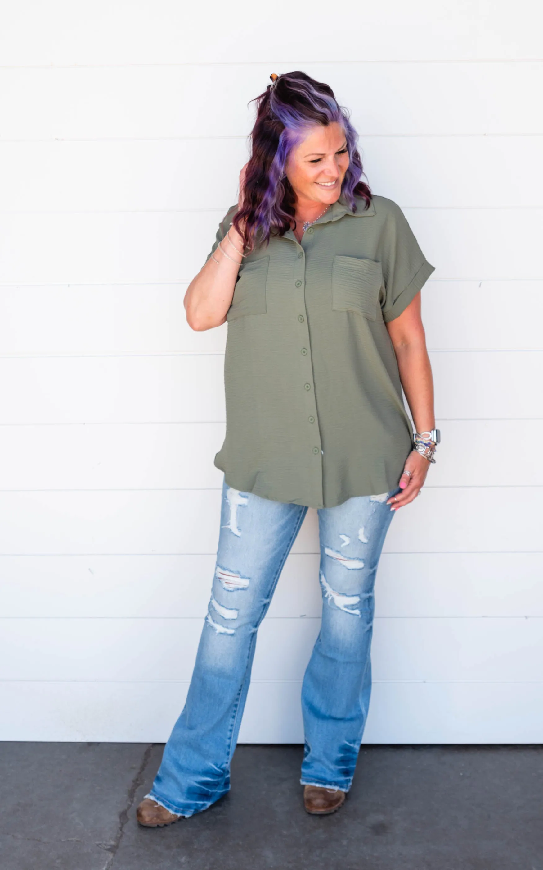 Airflow Button Down Blouse - Final Sale