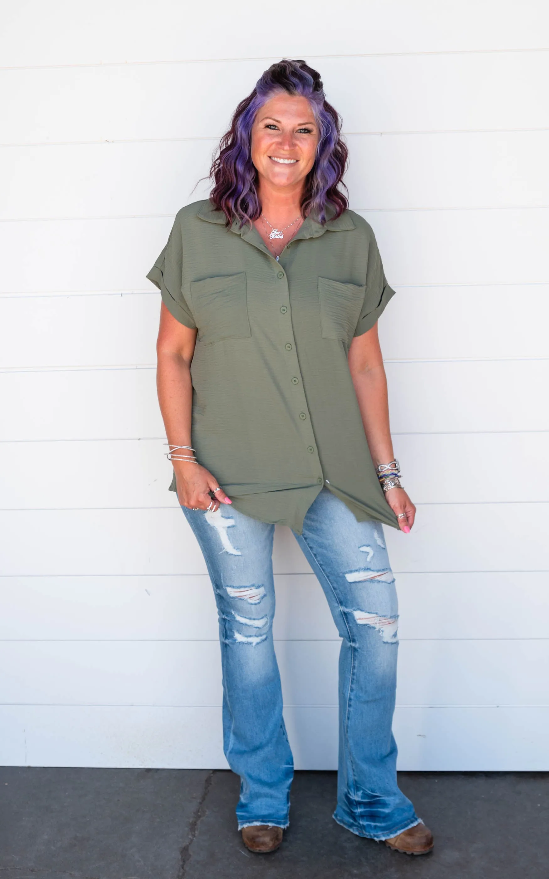 Airflow Button Down Blouse - Final Sale