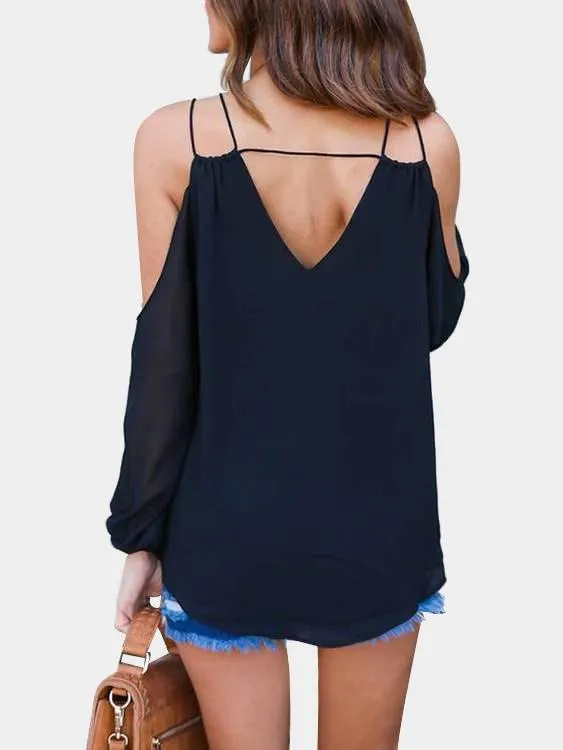 Custom V-Neck Plain Long Sleeve Top