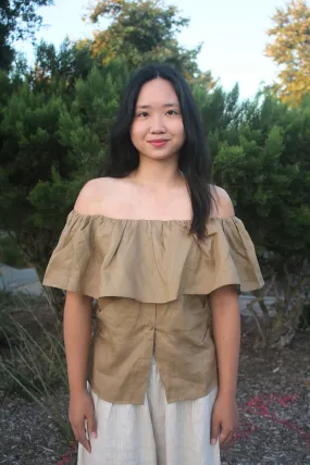 Darcy 100% Linen Off-Shoulder Ruffle Top