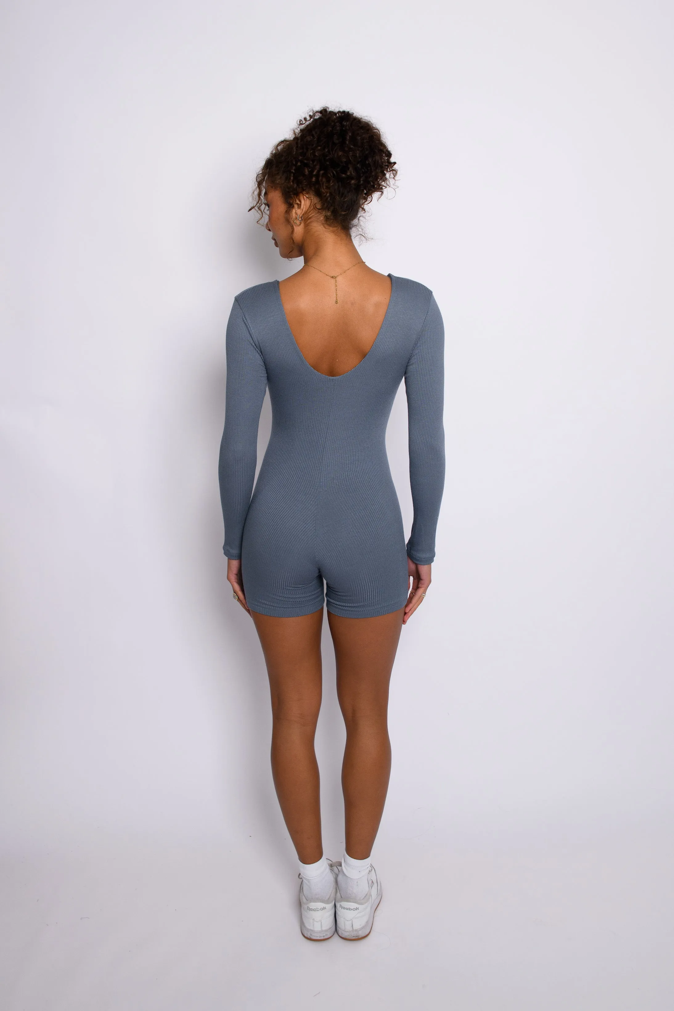 Elle Bodysuit Ribbed - Denim