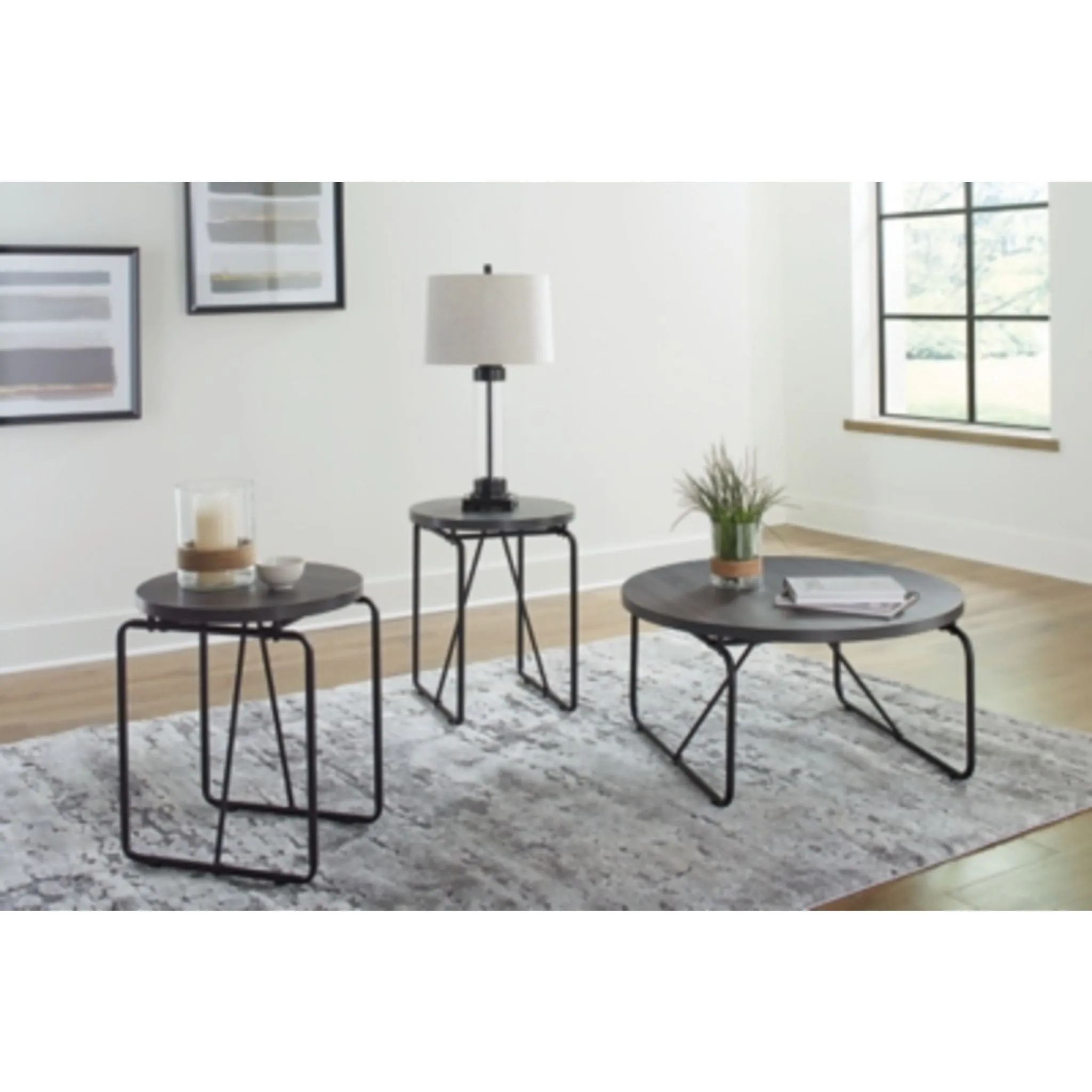 Garvine 3 Pack Tables - Charcoal/Black