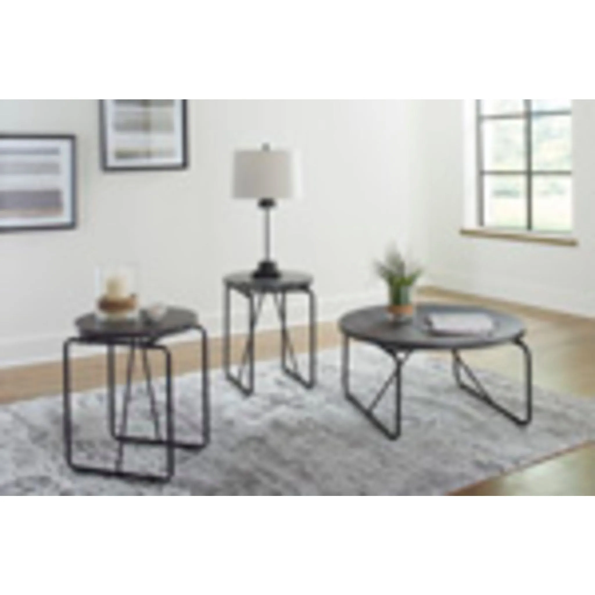 Garvine 3 Pack Tables - Charcoal/Black