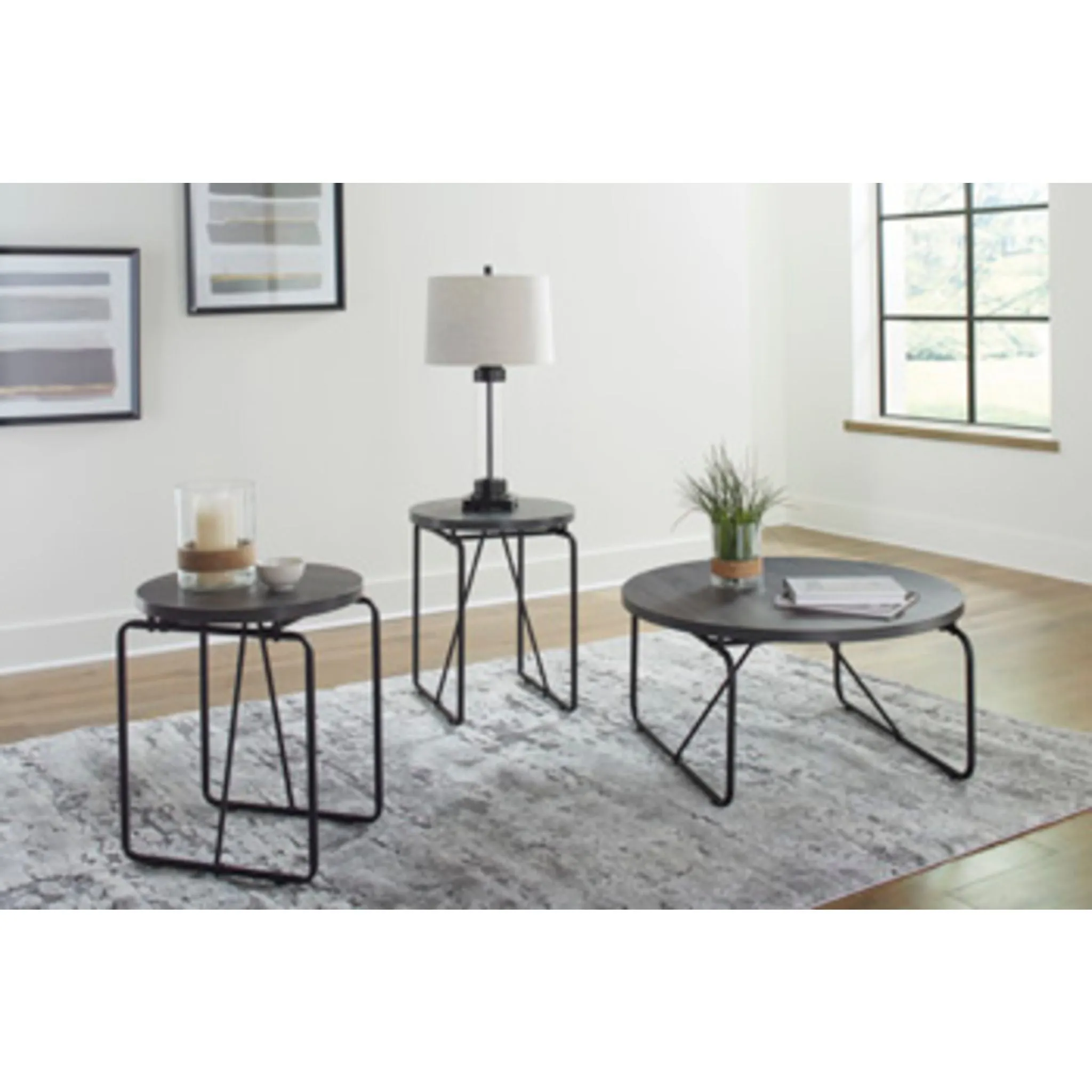 Garvine 3 Pack Tables - Charcoal/Black