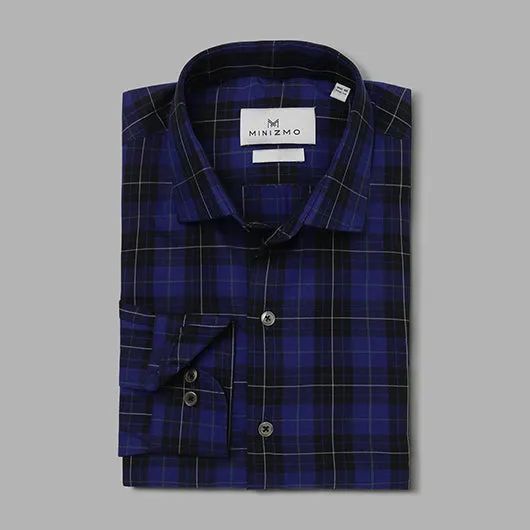 Hawthorn Blue & Black Brushed Cotton Check Shirt
