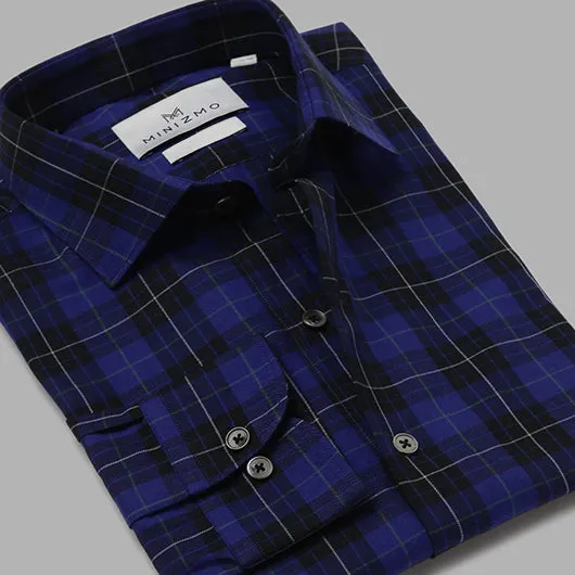 Hawthorn Blue & Black Brushed Cotton Check Shirt