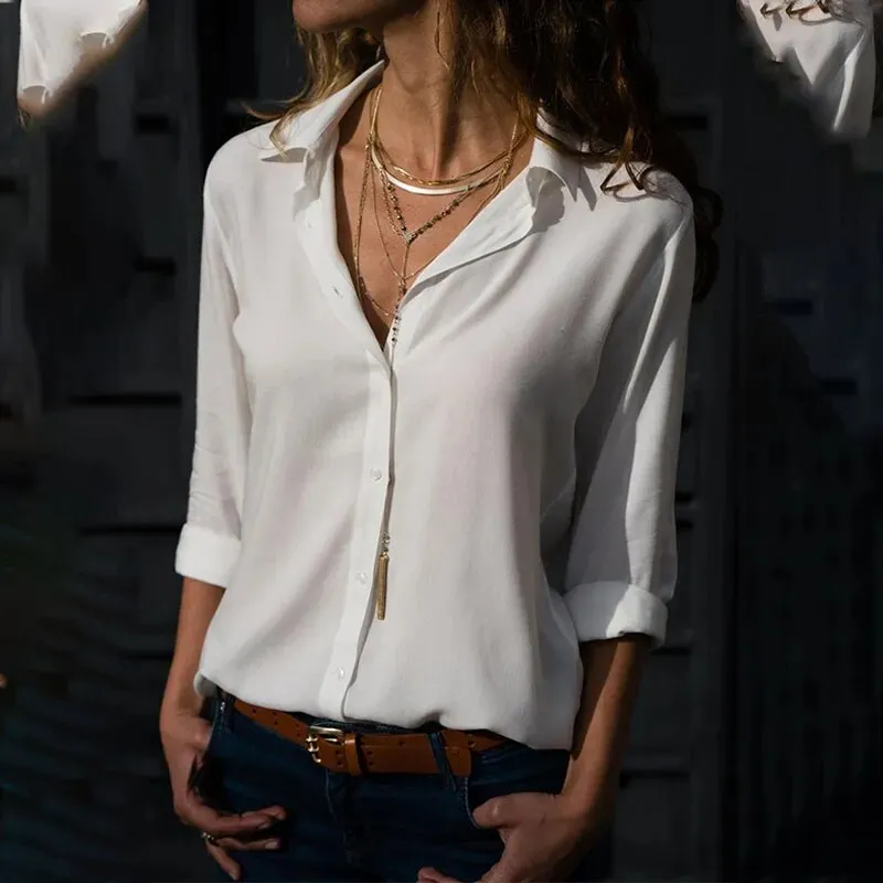 Solid Color Workwear Style Top