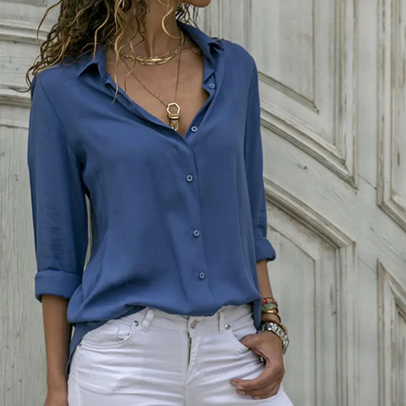 Solid Color Workwear Style Top