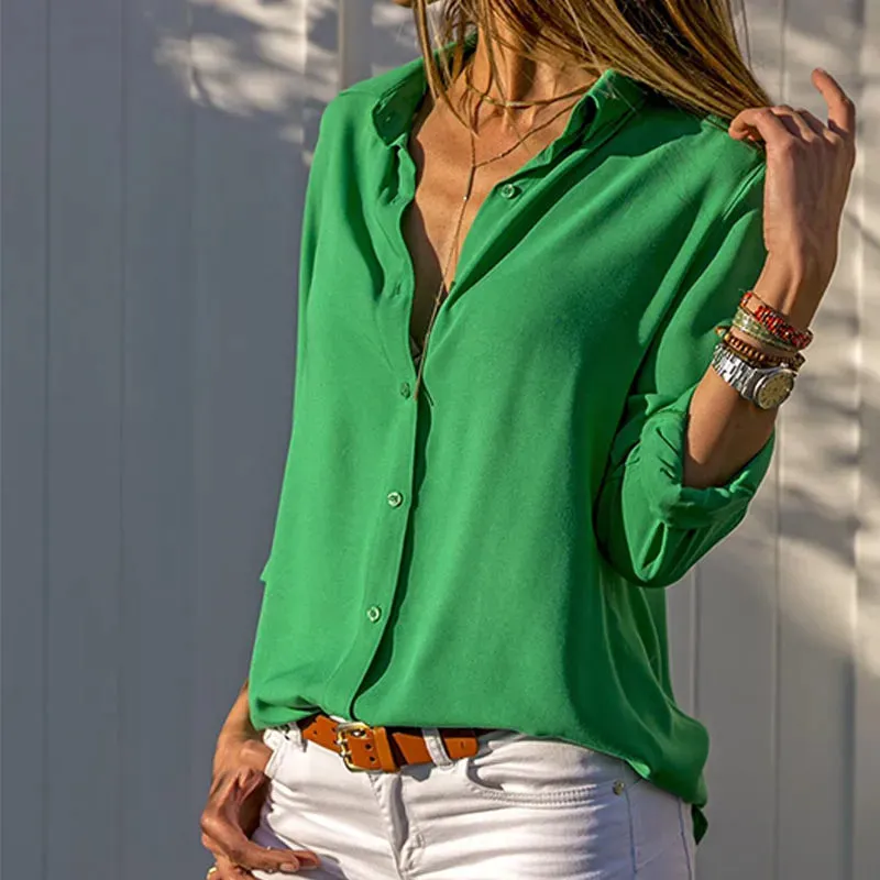 Solid Color Workwear Style Top
